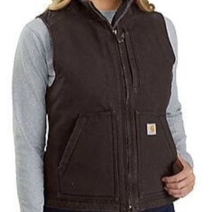 Carhartt Women’s Relaxed Fit Washed Dark Sherpa Lined Mock Neck Vest